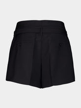 Black Mohair Shorts with Belt | PDP - Fashion Clinic