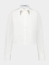 Prada Embroidered Collar White Poplin Shirt