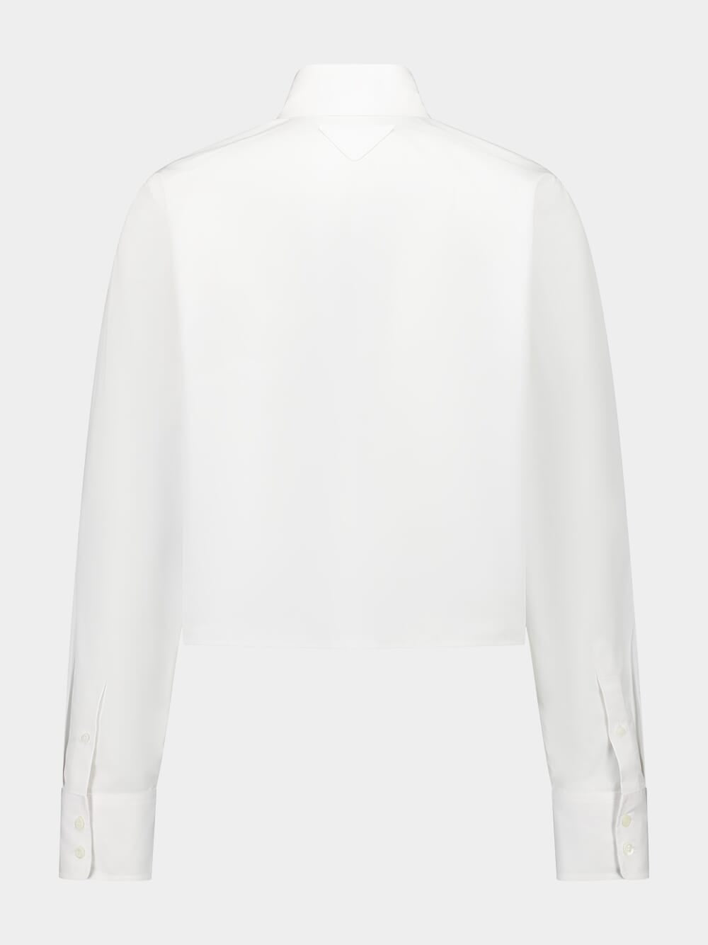 Embroidered Collar White Poplin Shirt