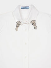 Prada Embroidered Collar White Poplin Shirt