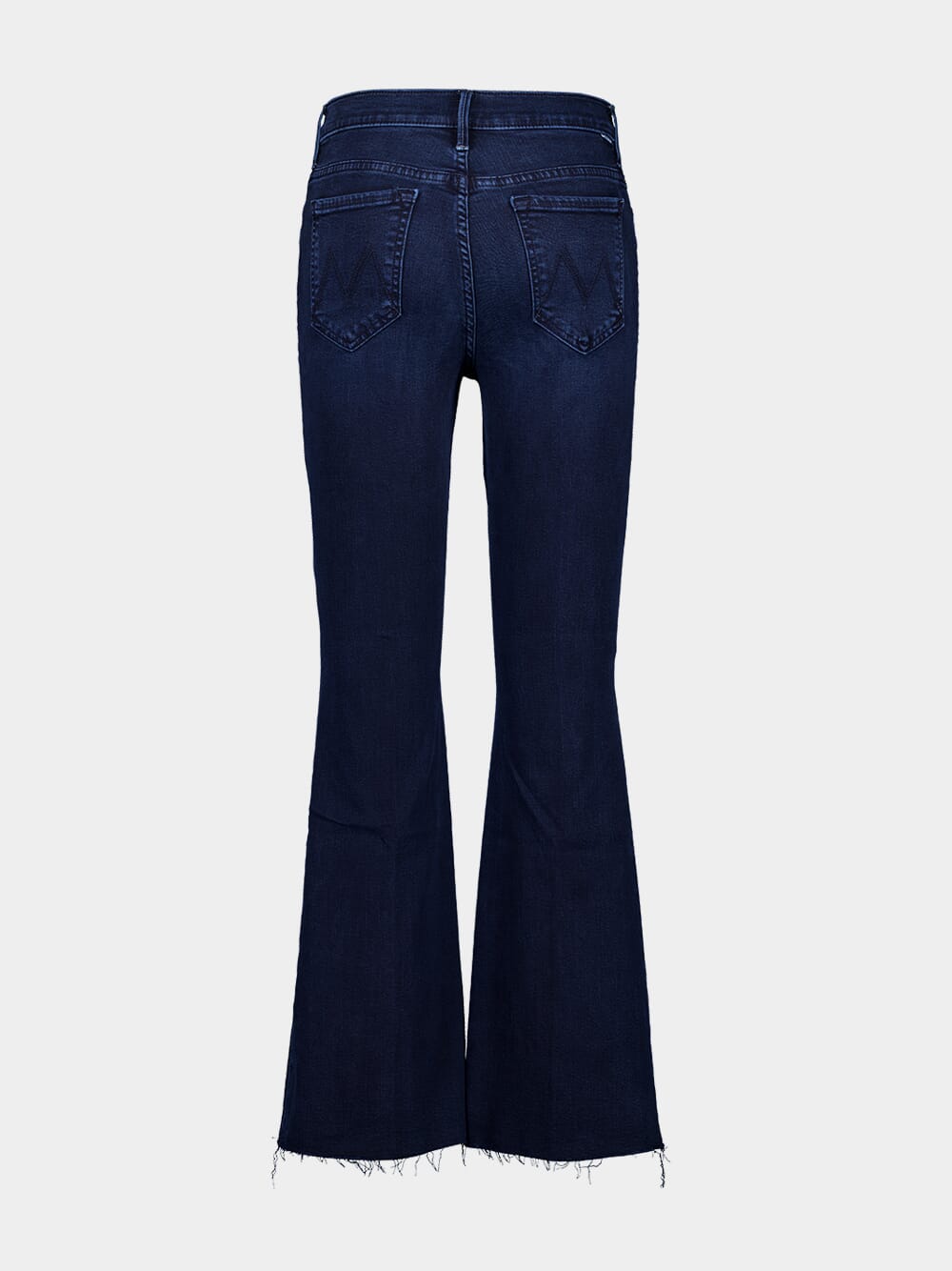 Dark Blue Petite Flare Jeans with Frayed Hem