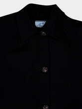 Prada Black Virgin Wool Coat with Leather Buttons