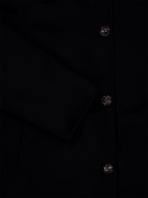Prada Black Virgin Wool Coat with Leather Buttons