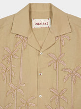 Baziszt Beige Palm Groove Embroidered Shirt