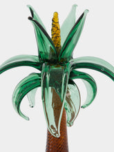 Gordiola Hand-Blown Green and Topaz Palm Tree Sculpture