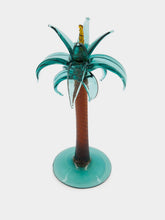 Gordiola Hand-Blown Green and Topaz Tall Palm Tree Sculpture