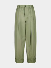 Marni Pale Mint Green Pleated Canvas Trousers