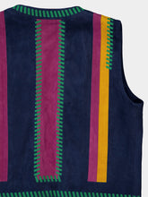 Paula Pansy Estate Blue Embroidered Suede Vest