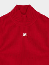 Courrèges Red Ribbed Knit Turtleneck Jumper