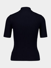 Courrèges Navy Reedition Rib Knit Sweater
