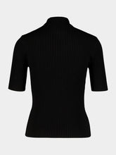 Courrèges Black Short-Sleeved Ribbed Knit Sweater