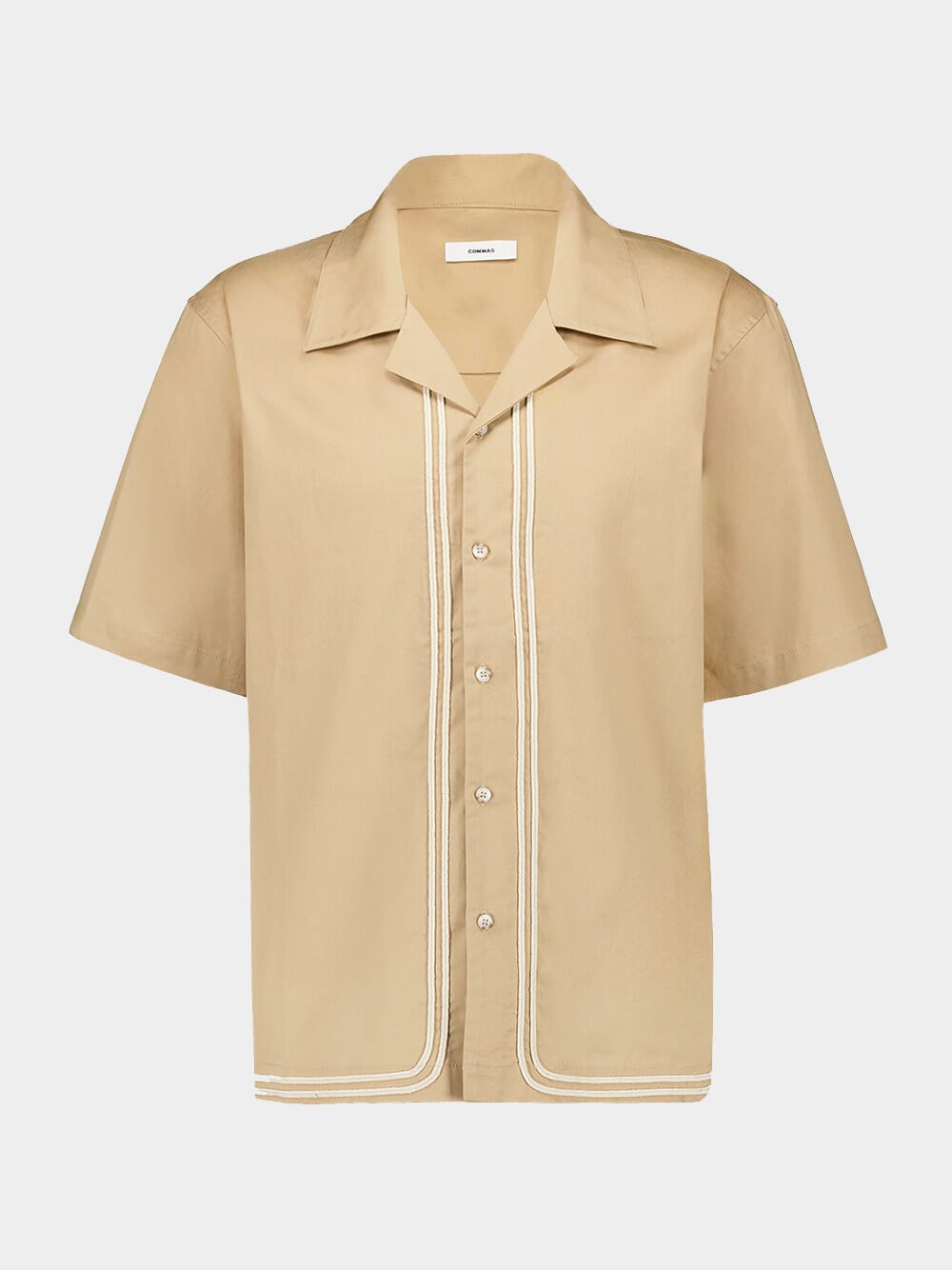 Beige Braided Cord Camp Collar Shirt