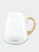 Madam Stoltz Glass Jug With Bamboo Handle