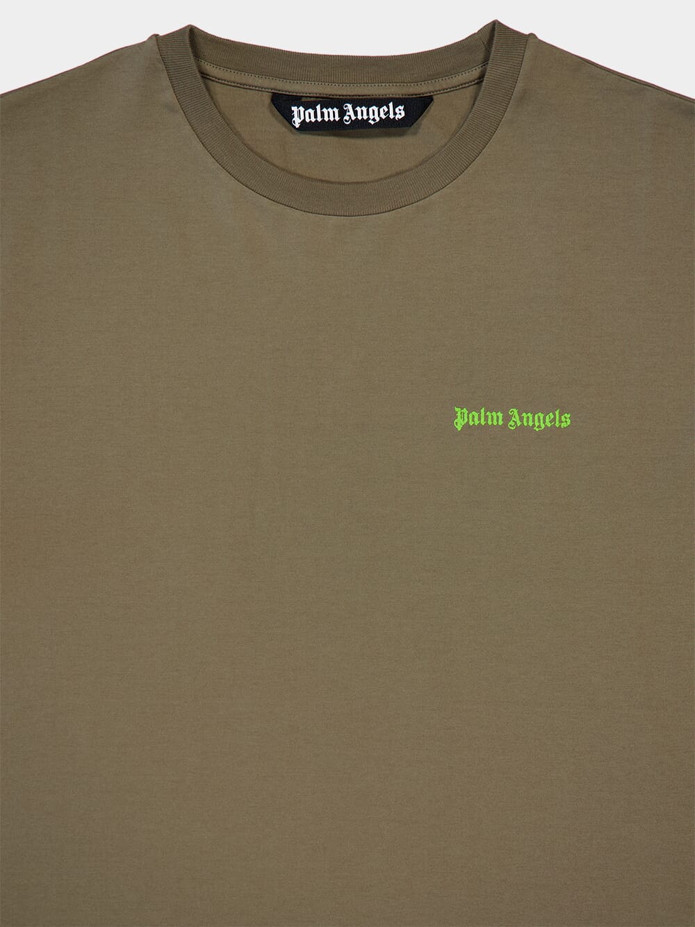 Khaki Embroidered Logo Cotton T-Shirt