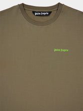 Palm Angels Khaki Embroidered Logo Cotton T-Shirt