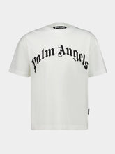 Palm Angels White Curved Logo T-Shirt