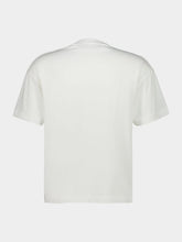 Palm Angels White Logo T-Shirt with Black Collar Detail
