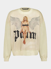 Palm Angels Beige Crystal Pin-Up Cotton Sweatshirt