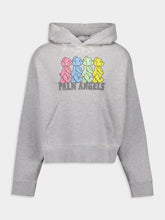 Palm Angels Grey Hooded Sweatshirt with Crossroads Bears Print