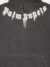 Palm Angels Dark Grey Hooded Sweatshirt with Neck Logo