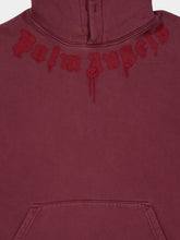 Palm Angels Burgundy Hooded Sweatshirt with Red Neck Logo