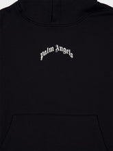 Palm Angels Black Hooded Sweatshirt with Back Curved Logo