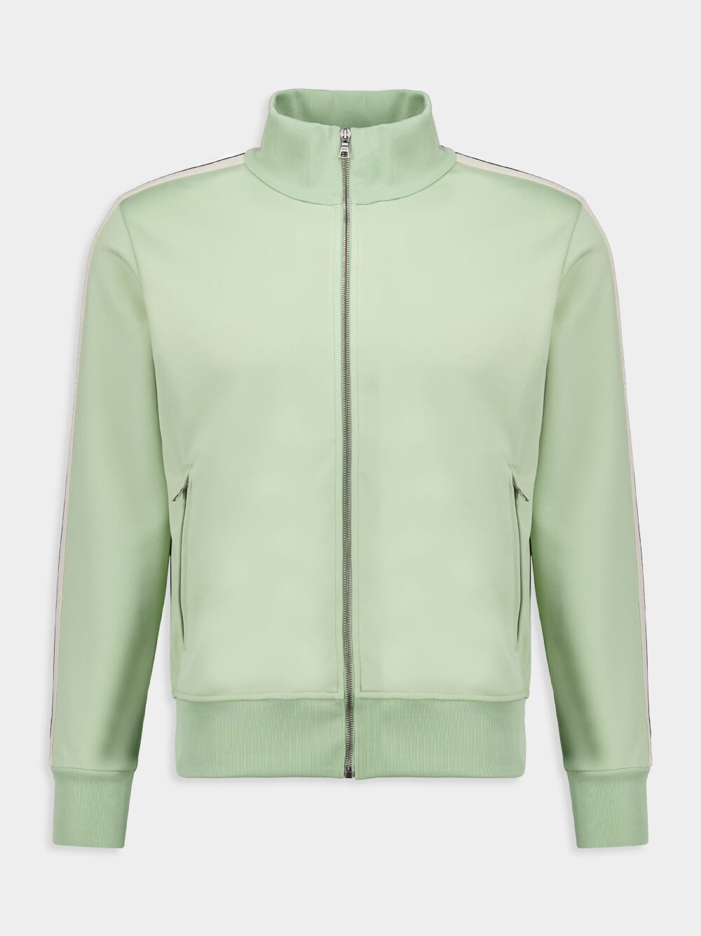 Sage Green Zipped Track Jacket with Logo Embroidery