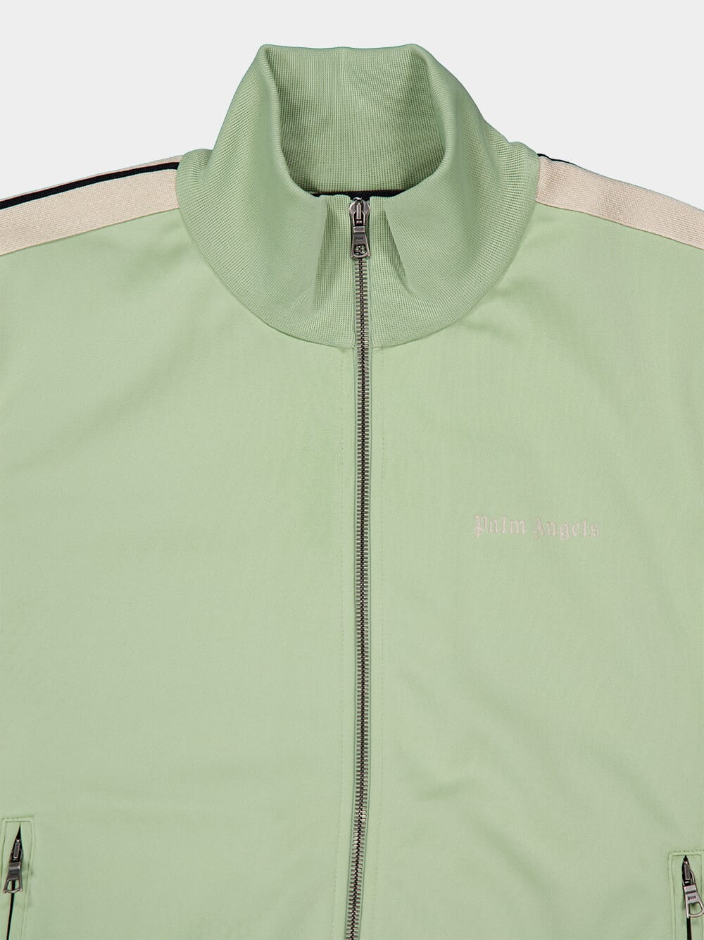 Sage Green Zipped Track Jacket with Logo Embroidery