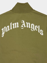 Palm Angels Army Green Track Jacket with Back Curved Logo