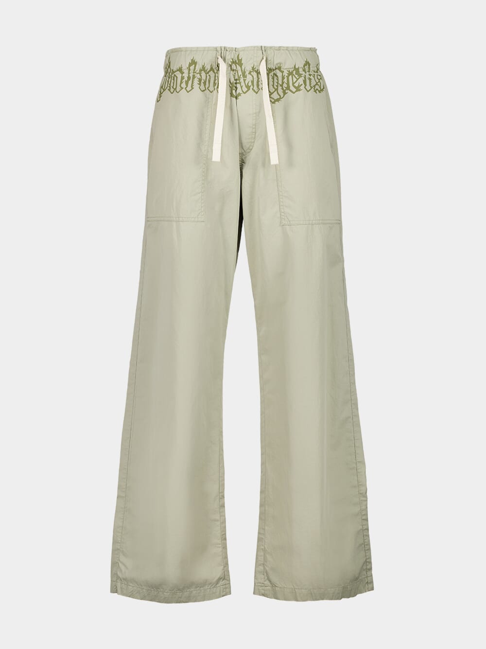 Beige Logo Waist Drawstring Trousers