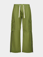 Palm Angels Army Green Cargo Pants with Curved Logo