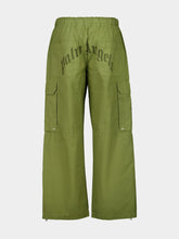 Palm Angels Army Green Cargo Pants with Curved Logo