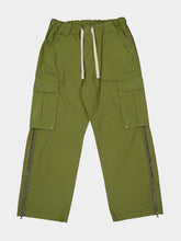 Palm Angels Army Green Cargo Pants with Curved Logo