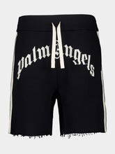Palm Angels Black Sweat Shorts with Curved Logo
