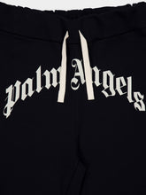 Palm Angels Black Sweat Shorts with Curved Logo