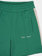 Palm Angels Forest Green Track Shorts with Logo