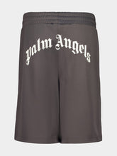 Palm Angels Dark Grey Track Shorts with Back Curved Logo