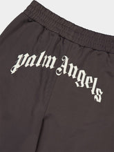Palm Angels Dark Grey Track Shorts with Back Curved Logo