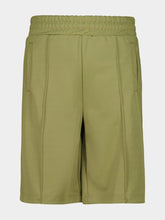 Palm Angels Army Green Track Shorts with Back Curved Logo