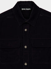 Palm Angels Black Cord Overshirt with Classic Logo