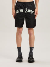 Palm Angels Black Curved Logo Swim Shorts