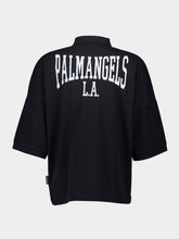 Palm Angels Black College Graphic Polo Shirt