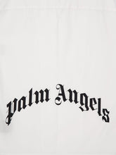Palm Angels White Short-Sleeve Shirt with Curved Logo