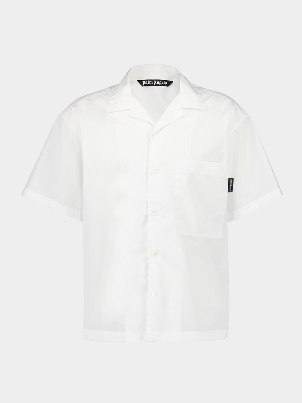 White Shirt with Curved Logo