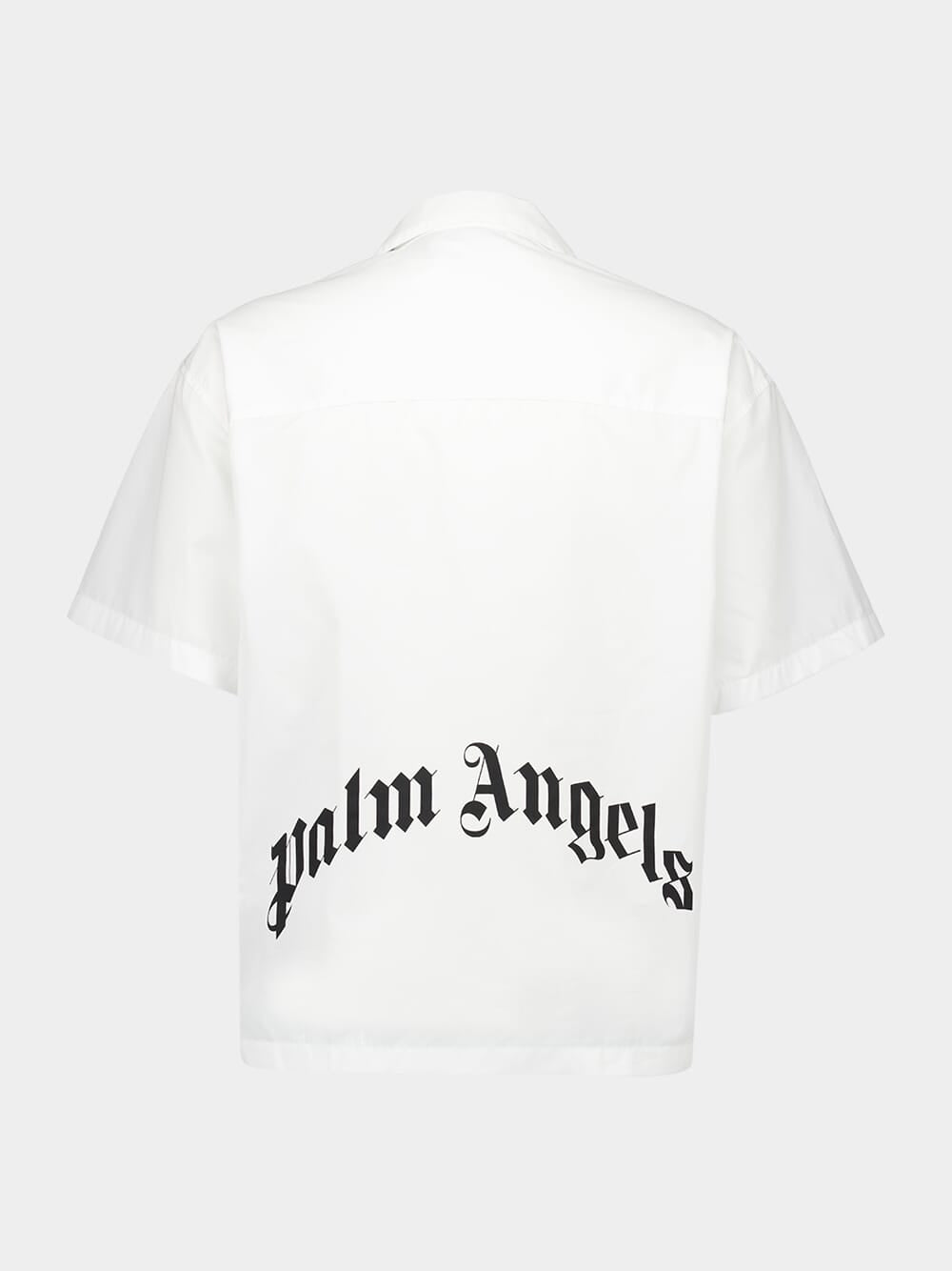 White Shirt with Curved Logo