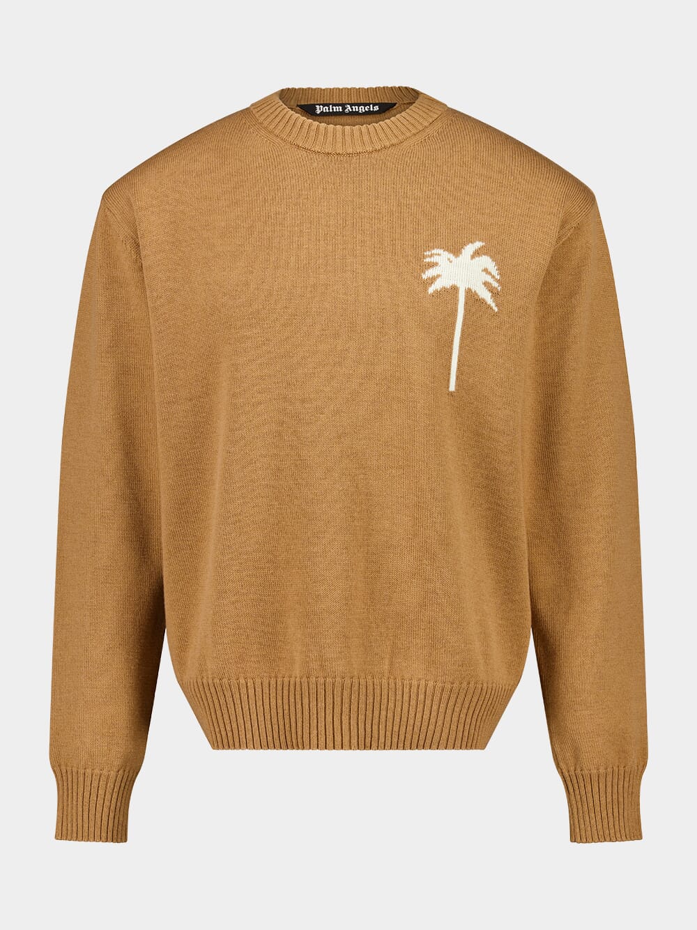 Camel Palm Tree Intarsia Crewneck Jumper