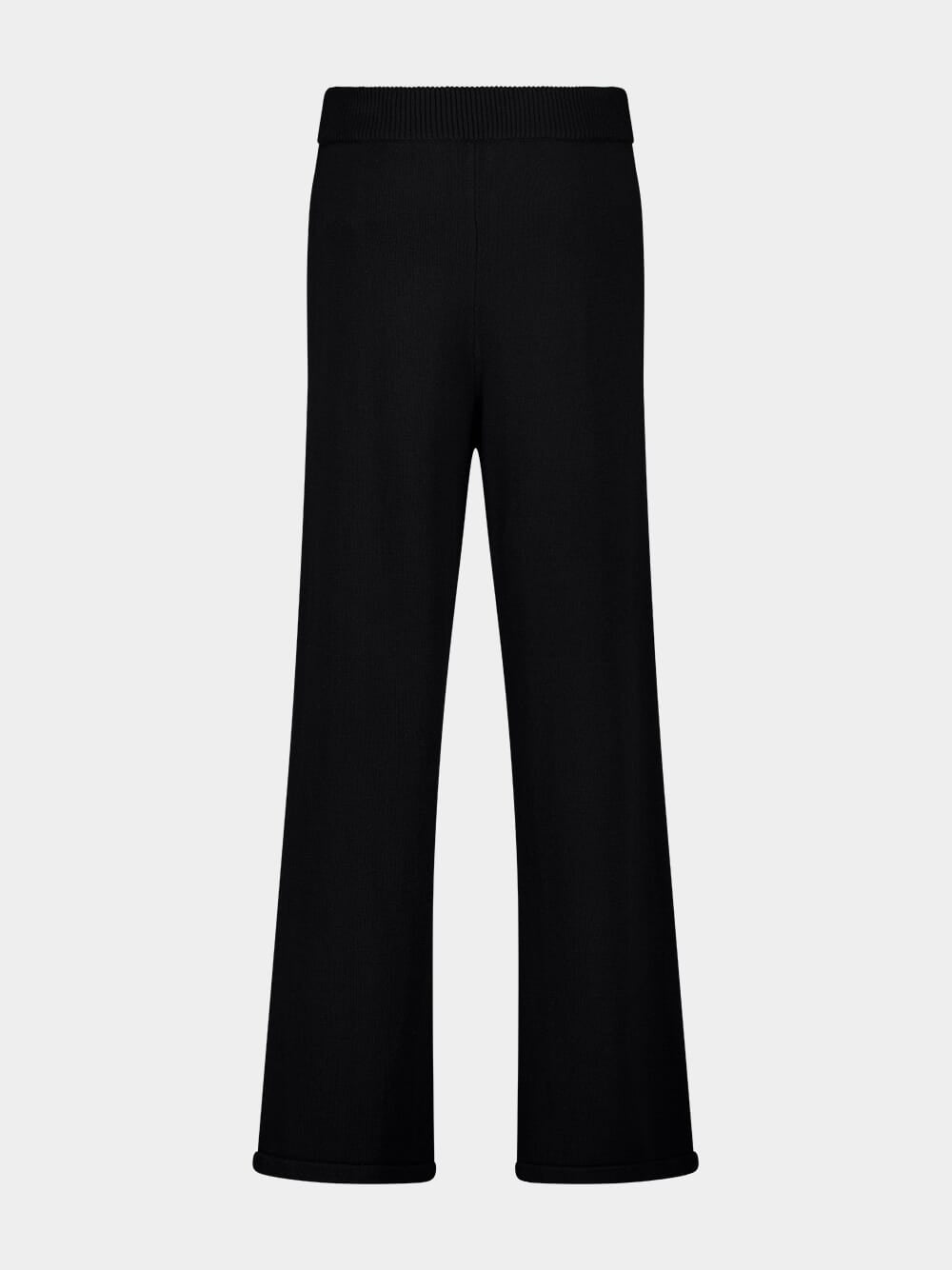 Black Palm Intarsia Knit Pants