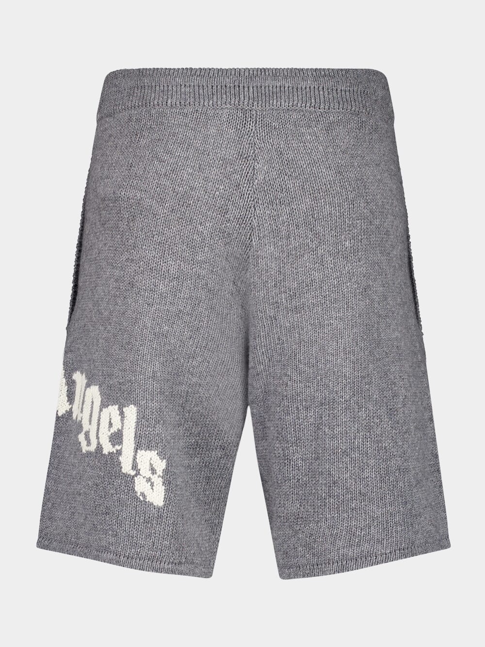 Grey Knit Wool Shorts with Logo