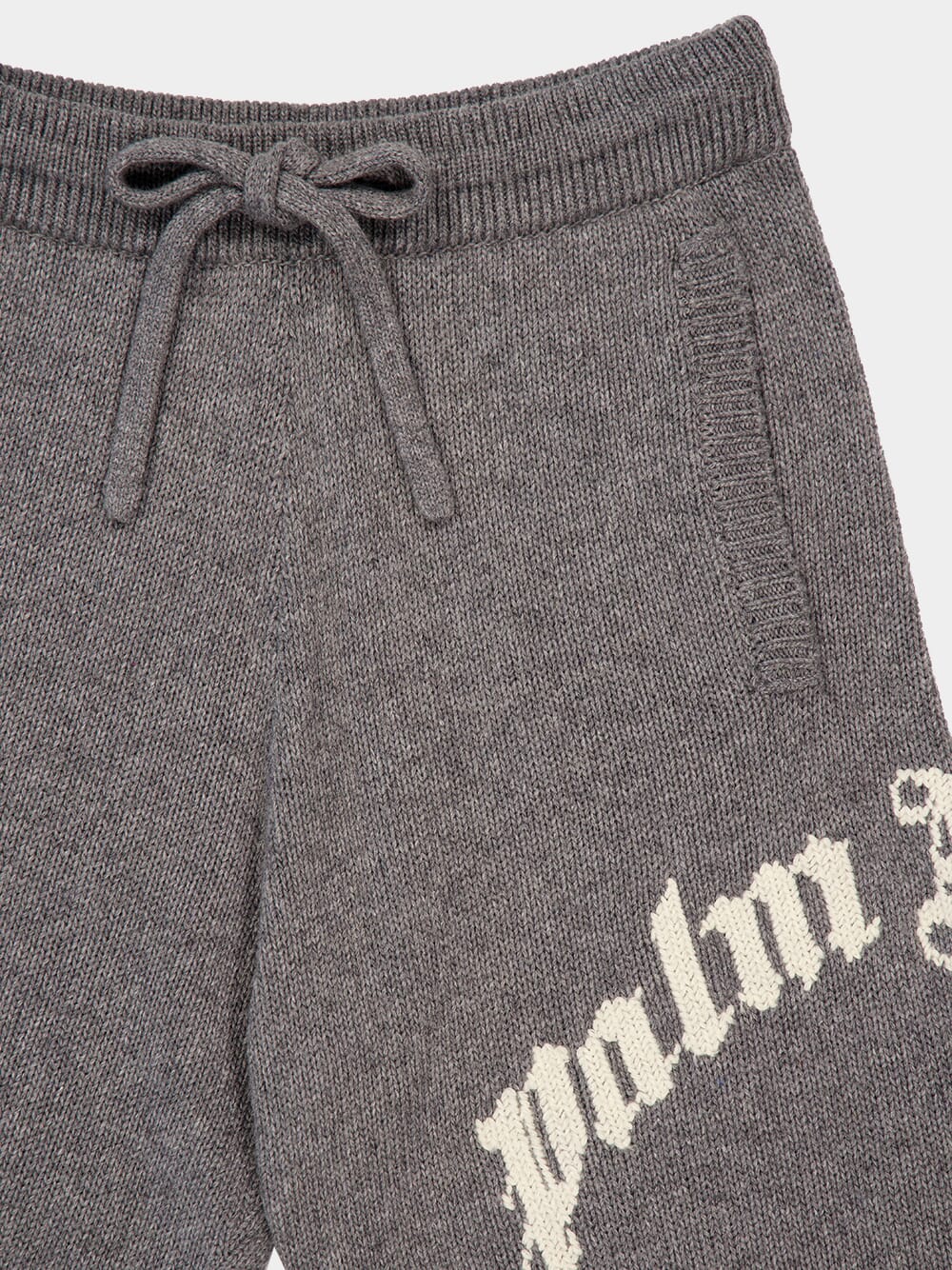 Grey Knit Wool Shorts with Logo