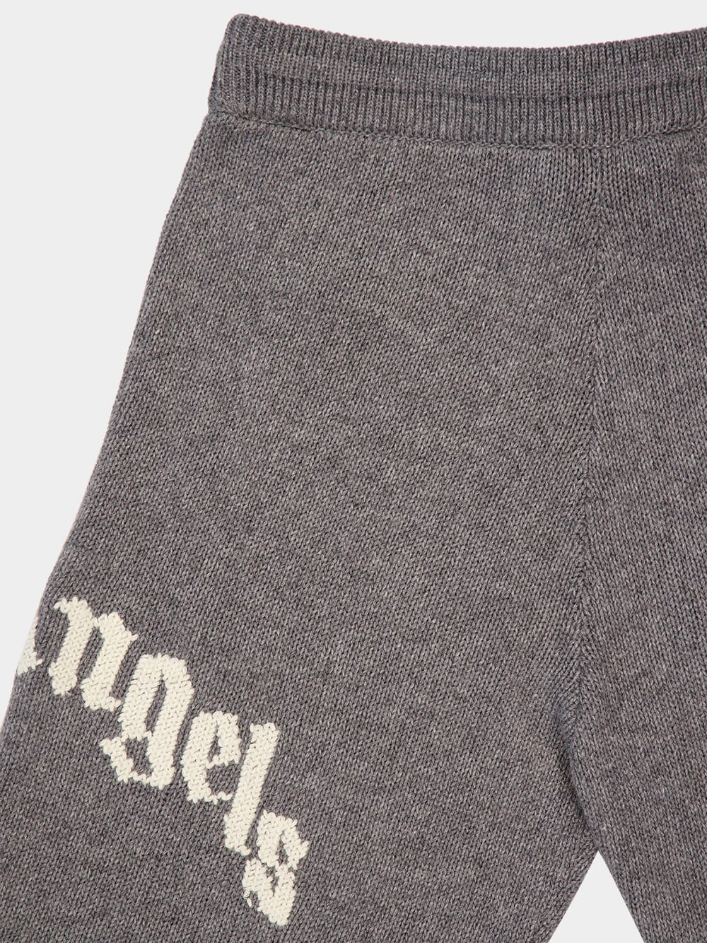 Grey Knit Wool Shorts with Logo